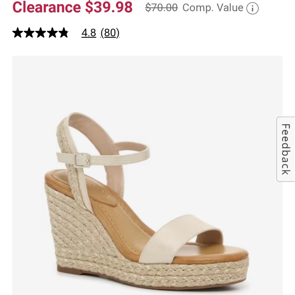 Tan and Gold Shimmer Wedge Sandals.  Size 6